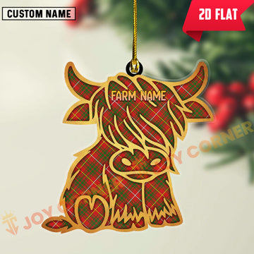 Joycorners Scottish Bruce Modern Clan Tartan Highland Cow Ornament