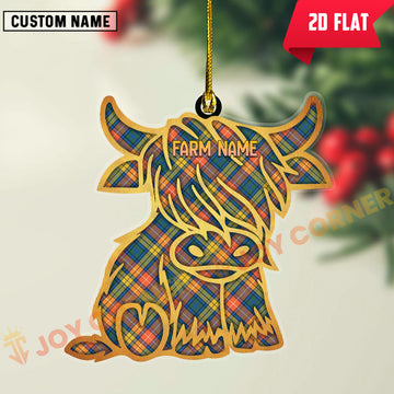 Joycorners Scottish Buchanan Ancient Clan Tartan Highland Cow Ornament