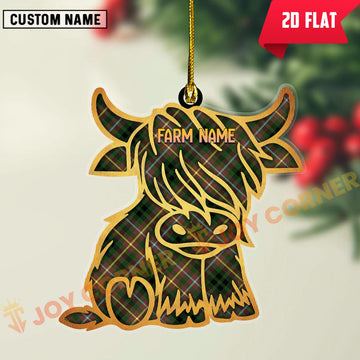 Joycorners Scottish Buchanan Hunting Clan Tartan Highland Cow Ornament