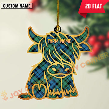 Joycorners Scottish Campbell Ancient 01 Clan Tartan Highland Cow Ornament
