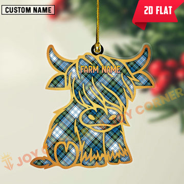 Joycorners Scottish Campbell Dress Ancient Clan Tartan Highland Cow Ornament