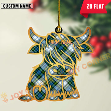 Joycorners Scottish Campbell Dress Clan Tartan Highland Cow Ornament