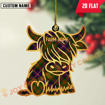 Joycorners Scottish Cochrane Modern Clan Tartan Highland Cow Ornament