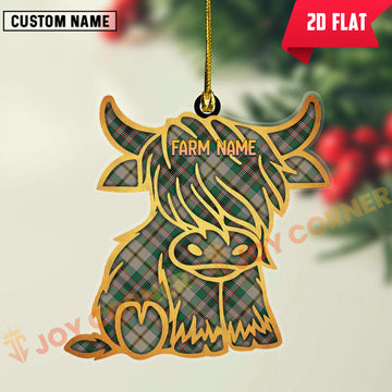 Joycorners Scottish Craig Ancient Clan Tartan Highland Cow Ornament