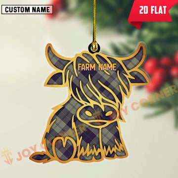 Joycorners Scottish Cunningham Dress Blue Dancers Clan Tartan Highland Cow Ornament