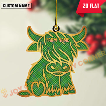 Joycorners Scottish Currie Clan Tartan Highland Cow Ornament