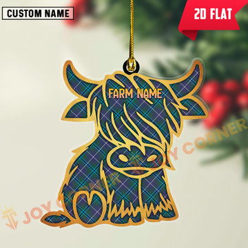 Joycorners Scottish Douglas Modern Clan Tartan Highland Cow Ornament