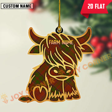 Joycorners Scottish Drummond Clan Tartan Highland Cow Ornament