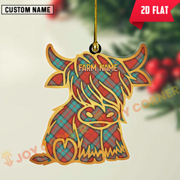 Joycorners Scottish Dunbar Ancient Clan Tartan Highland Cow Ornament