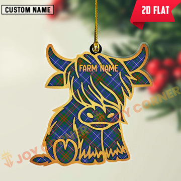 Joycorners Scottish Edmonstone Clan Tartan Highland Cow Ornament
