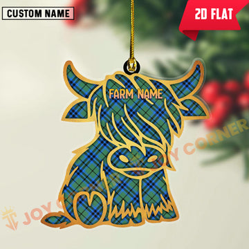 Joycorners Scottish Falconer Clan Tartan Highland Cow Ornament