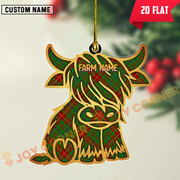 Joycorners Scottish Fulton Clan Tartan Highland Cow Ornament