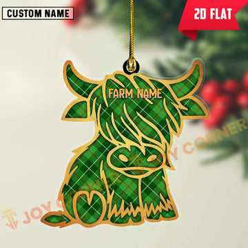 Joycorners Scottish Galloway District Clan Tartan Highland Cow Ornament