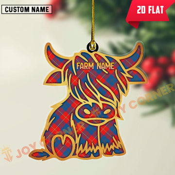 Joycorners Scottish Galloway Red Clan Tartan Highland Cow Ornament
