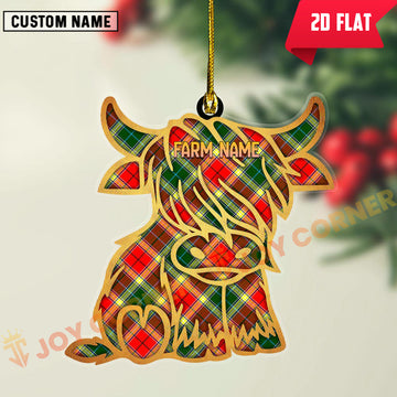 Joycorners Scottish Gibbs Clan Tartan Highland Cow Ornament