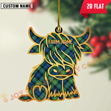 Joycorners Scottish Gordon Ancient Clan Tartan Highland Cow Ornament