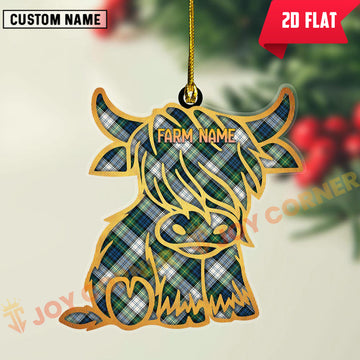 Joycorners Scottish Gordon Dress Ancient Clan Tartan Highland Cow Ornament
