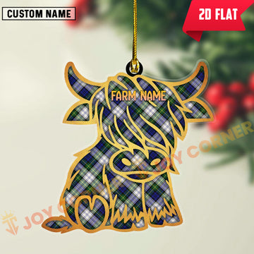 Joycorners Scottish Gordon Dress Modern Clan Tartan Highland Cow Ornament