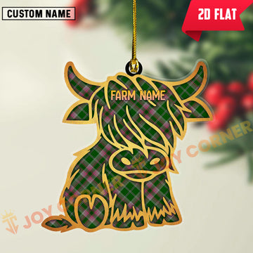 Joycorners Scottish Gray Hunting Clan Tartan Highland Cow Ornament