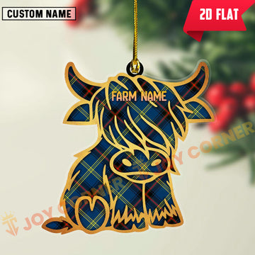 Joycorners Scottish Grewar Clan Tartan Highland Cow Ornament