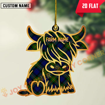 Joycorners Scottish Gunn Modern Clan Tartan Highland Cow Ornament