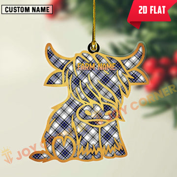 Joycorners Scottish Hannay Modern Clan Tartan Highland Cow Ornament