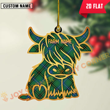 Joycorners Scottish Henderson Ancient Clan Tartan Highland Cow Ornament
