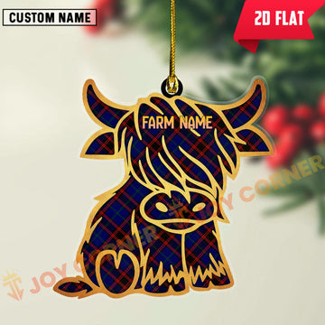 Joycorners Scottish Home Modern Clan Tartan Highland Cow Ornament