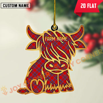 Joycorners Scottish Inverness District Clan Tartan Highland Cow Ornament