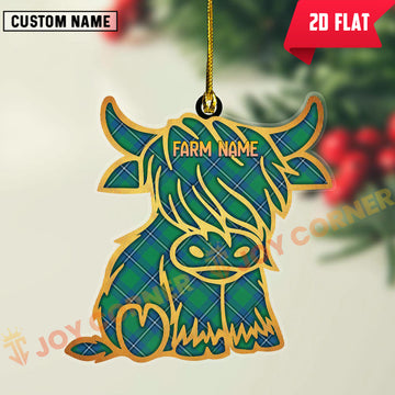 Joycorners Scottish Irvine Ancient Clan Tartan Highland Cow Ornament