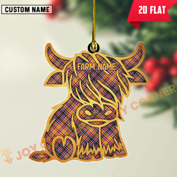 Joycorners Scottish Jacobite Clan Tartan Highland Cow Ornament