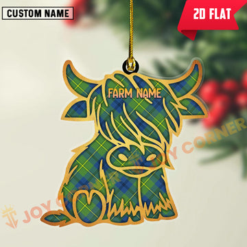 Joycorners Scottish Johnston Ancient Clan Tartan Highland Cow Ornament
