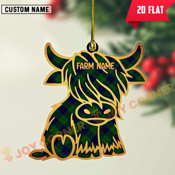 Joycorners Scottish Keith Modern Clan Tartan Highland Cow Ornament