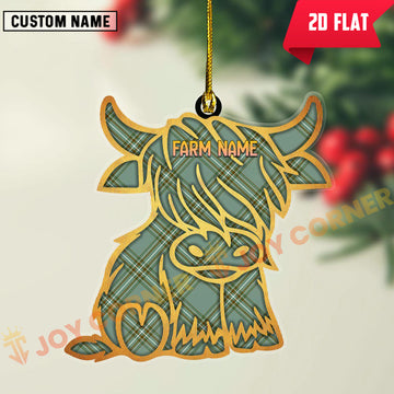 Joycorners Scottish Kelly Dress Clan Tartan Highland Cow Ornament