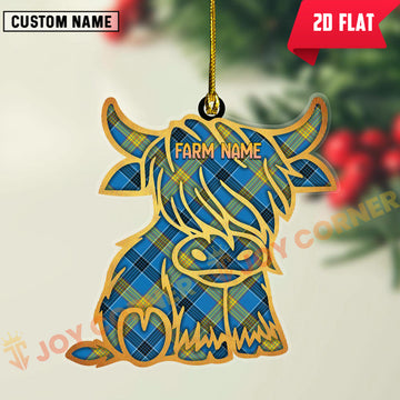 Joycorners Scottish Laing Clan Tartan Highland Cow Ornament