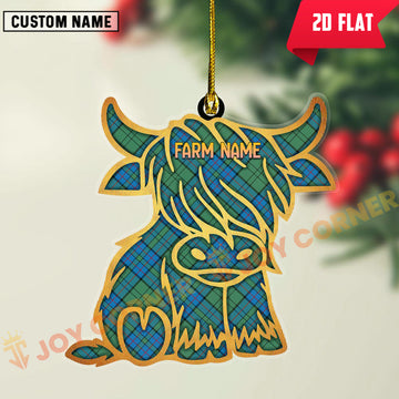 Joycorners Scottish Lockhart Clan Tartan Highland Cow Ornament