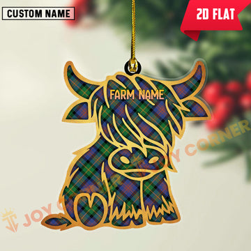 Joycorners Scottish Logan Ancient Clan Tartan Highland Cow Ornament