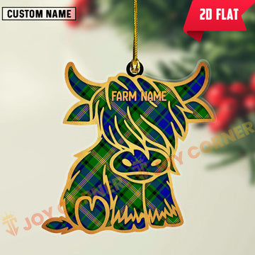 Joycorners Scottish Maitland Clan Tartan Highland Cow Ornament