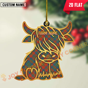 Joycorners Scottish Matheson Ancient Clan Tartan Highland Cow Ornament