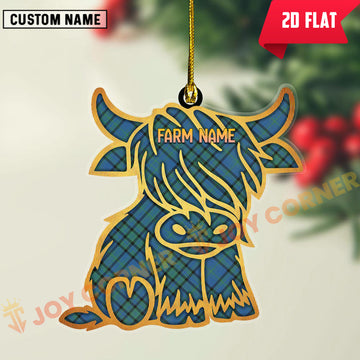 Joycorners Scottish Matheson Hunting Ancient Clan Tartan Highland Cow Ornament