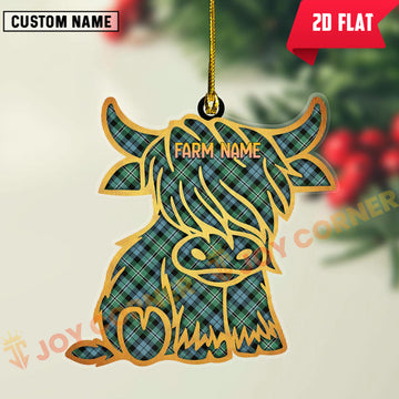 Joycorners Scottish Melville Clan Tartan Highland Cow Ornament