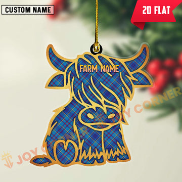 Joycorners Scottish Mercer Modern Clan Tartan Highland Cow Ornament