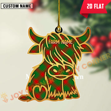 Joycorners Scottish Middleton Modern Clan Tartan Highland Cow Ornament