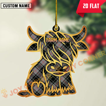 Joycorners Scottish Moffat Modern Clan Tartan Highland Cow Ornament