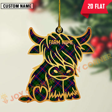 Joycorners Scottish Morrison Modern Clan Tartan Highland Cow Ornament