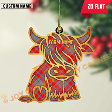 Joycorners Scottish Moubray Clan Tartan Highland Cow Ornament