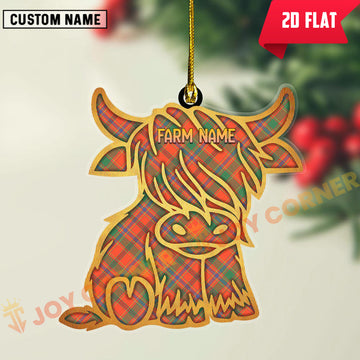 Joycorners Scottish Munro Ancient Clan Tartan Highland Cow Ornament