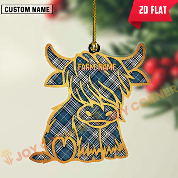 Joycorners Scottish Napier Modern Clan Tartan Highland Cow Ornament