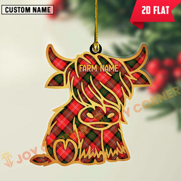Joycorners Scottish Nesbitt Modern Clan Tartan Highland Cow Ornament
