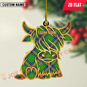 Joycorners Scottish New Mexico Clan Tartan Highland Cow Ornament